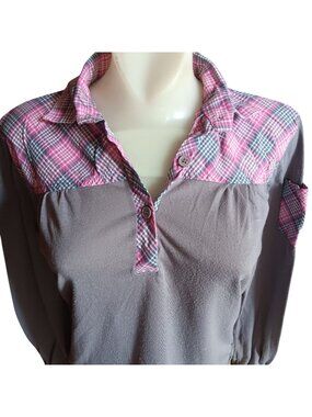 Plaid Patchwork True Vintage Boho Top Small Long-Sleeve Shirt Hippy 1970's Thin